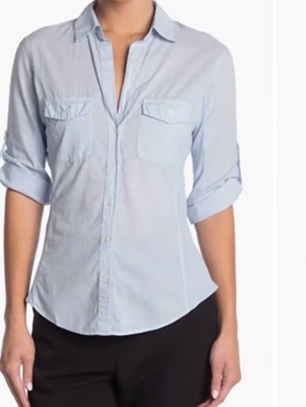 Standard James Perse 100% Cotton Spread Collared 3/4 Sleeve Shirt Size: 3